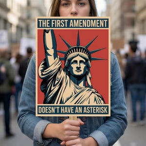 First Amendment Protest Sign, Free Speech Yard Sign, Anti Trump Resistance Rally Poster, Statue of Liberty Civil Rights Political Decor