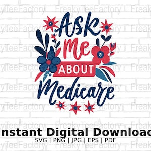 Vraag me over Medicare Svg Png Jpg Eps Pdf Dxf, verzekeringsagent cadeau digitale download