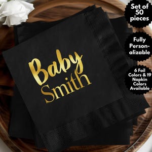 Serviette de table personnalisée pour baby shower, serviettes de table pour faire-part de grossesse, décoration de fête de bébé, carte d'invitation de révélation de genre