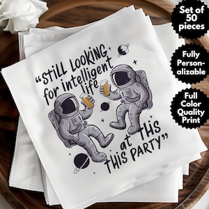 Serviette de table de fête rigolote personnalisée, serviettes sur le thème de l'espace, décoration de fête d'astronaute, articles de fête science-fiction, serviettes de table pour les amoureux de l'espace