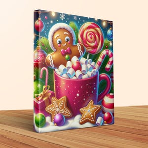 Christmas Gingerbread Poster, Holiday Decor Canvas, Festive Wall Art ...