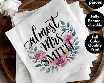 Personalized Bridal Shower Napkins: Custom Name Bridal Shower, Bachelorette Party
