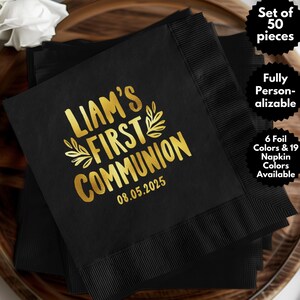 Personalized First Communion Napkin, Custom First Holy Communion Party Napkin, Communion Invite, Bible First Communion
