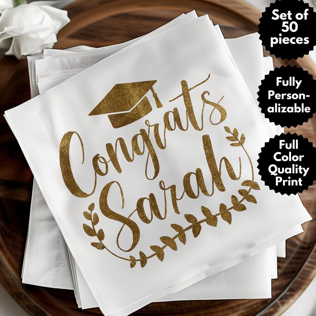 Personalized Graduation Napkin, Congrats Custom Name Graduation Party ...