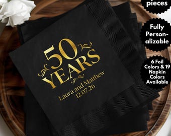 Personalized Anniversary Napkins: Custom 50th Anniversary, Golden Anniversary, Party Napkins