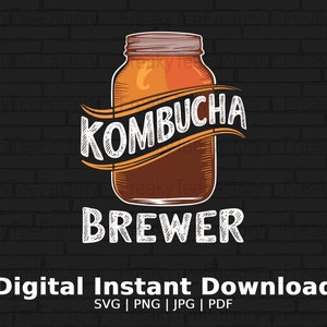 Kombucha Brauer PNG-Datei, Vintage Kombucha Kunst, Gärung Enthusiast Jpg, Kombucha Maker SVG, Getränke-Liebhaber Geschenk