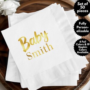 Personalized Baby Shower Napkins, Custom Name Napkins, Unique Baby Shower Decor, Custom Tableware, Invitation Card