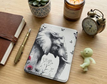 Elephant Kindle Case Paperwhite 7' 12 Gen, Butterfly Kindle Cover, Floral eReader Case, Artistic Book Lover Gift, Nature Inspired Reader