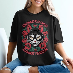 Kinderloze kat dames tegen fascisme T-shirt, grappig politiek kat dames-T-shirt, uniek cadeau voor kattenliefhebbers hoodie