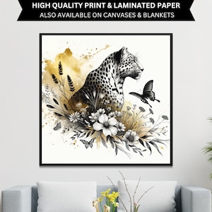Watercolor Leopard Poster, Wildlife Decor, African Safari Art, Big Cat Canvas, Nature Lover Wall Art