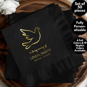 Serviette de table commémorative personnalisée, hommage à un être cher, célébration de la vie, serviette de table de deuil personnalisée, réception de funérailles