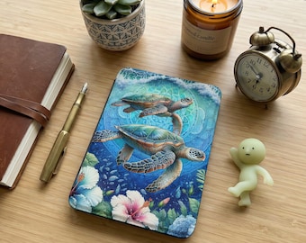 Sea Turtle Kindle Case Paperwhite 7' 12 Gen, Ocean Kindle Cover, Tropical Reader Case, Turtle Design, Floral Kindle Protector
