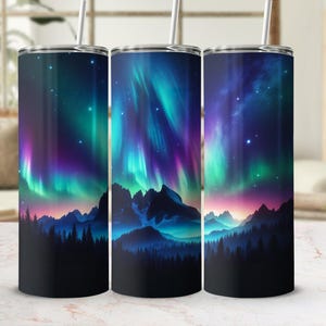 Northern Lights Tumbler Wrap, Aurora Borealis Print, Galaxy Tumbler Wrap, Night Sky Digital Tumbler File, 20oz