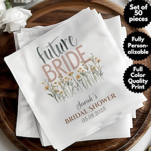 Serviette de douche nuptiale personnalisée, future mariée, serviettes de table de mariage personnalisées, décoration de fête future mariée, carte de Mlle à Mme