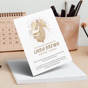 Servilleta conmemorativa personalizada, servilleta en memoria de un ser querido, servilleta de homenaje personalizada, decoración de ángel conmemorativo, invitación a un funeral imagen 9