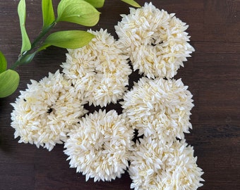 White Jasmine Flower Scrunchie: Elegant Floral Hair Accessory