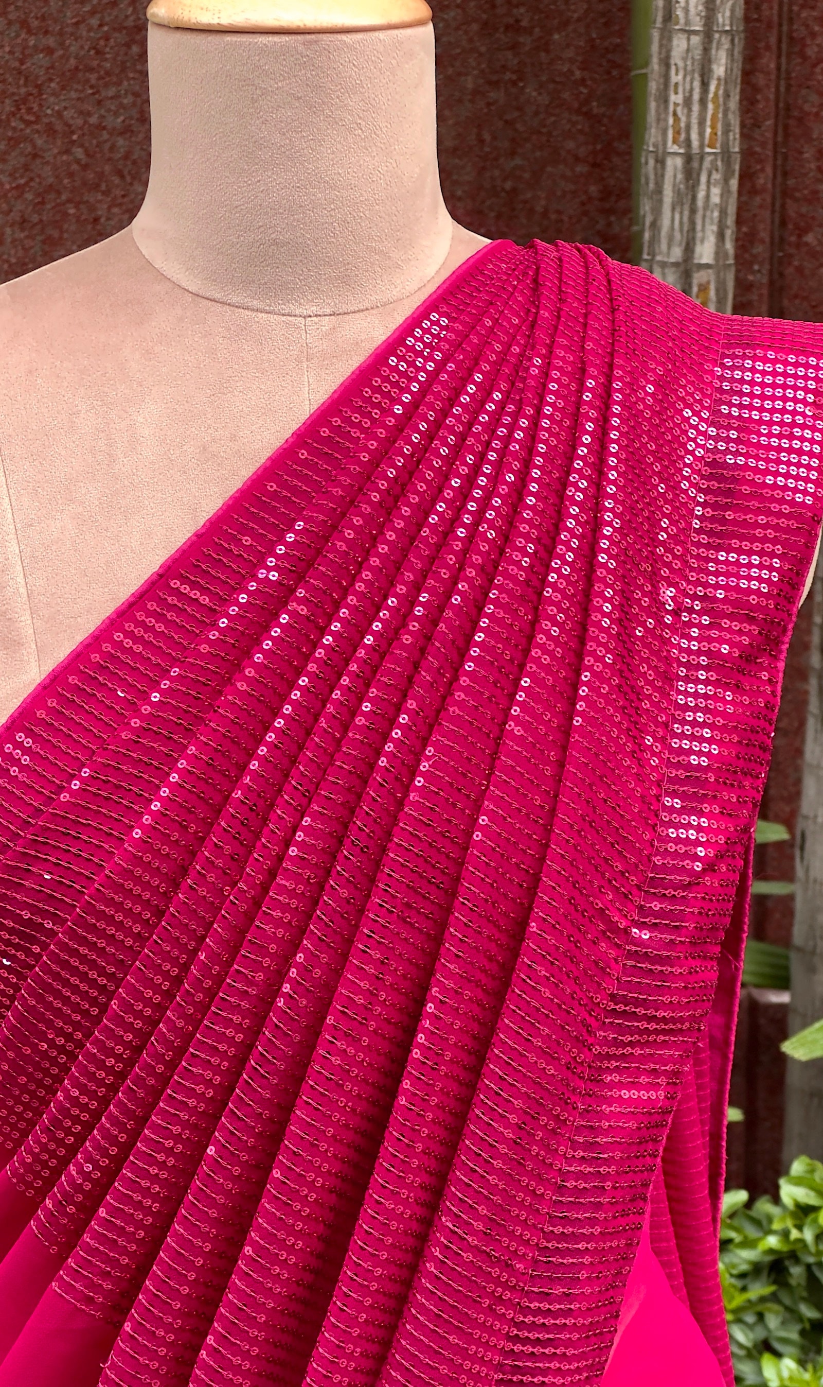 Dark Pink Sequin Saree Designer Sarees for Women Dark Pink