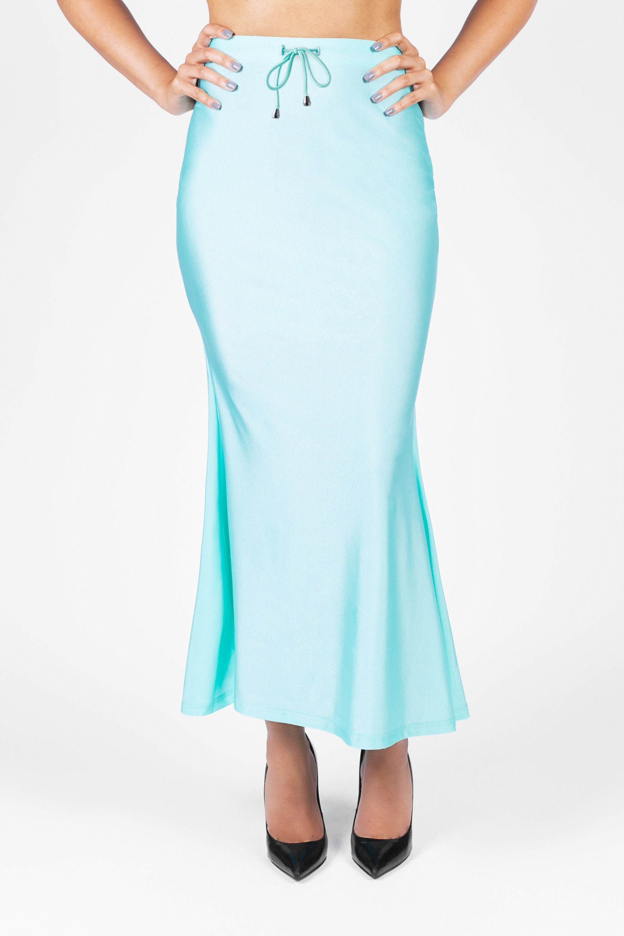 Turquoise Blue Saree Shaper Fitted Saree Petticoat for Women Light Blue Saree  Shapewear Stretchable Saree Shapewear Saree Inskirt 