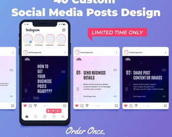 Publication personnalisée sur les réseaux sociaux pour les entreprises et les marques, commandez une fois et obtenez un contenu d&#39;un mois prêt, publication Instagram personnalisée, conception de publication personnalisée