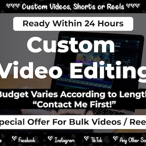 Edición de video personalizada, servicio de edición de video de YouTube, editor de video corto, edición de reel, edición de TikTok, edición de mp4, edición de video personalizada, video