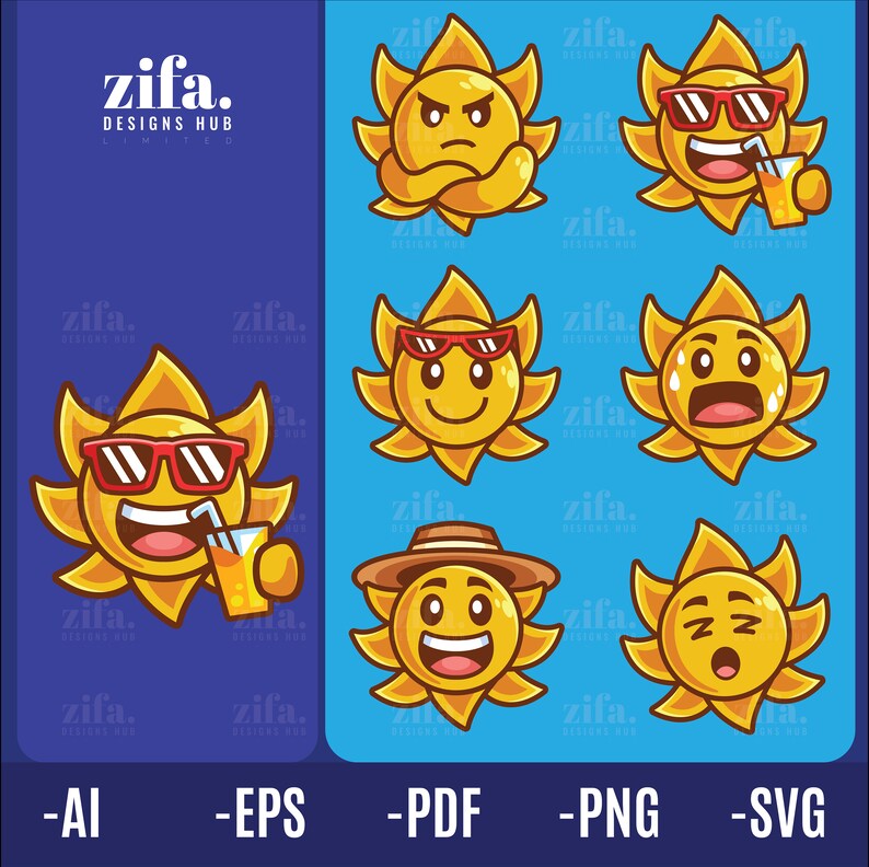 Sun Stickers, Sun Stickers SVG Bundle, Sun Svg, Sun Printable Stickers