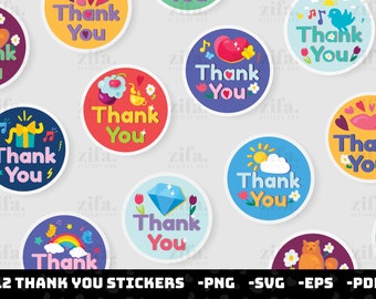 Paquete de pegatinas de agradecimiento adorables, etiquetas para negocios (descarga digital)