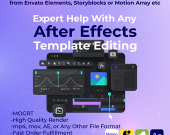 Ich werde jede After Effect Vorlage bearbeiten, die auf Envato Elements, Storyblock oder Motion Array usw. verfügbar ist, After Effect Template anpassen, MOGRT