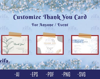 Diseño de tarjeta de agradecimiento personalizada, para empresas o uso personal (png, svg, eps, pdf)