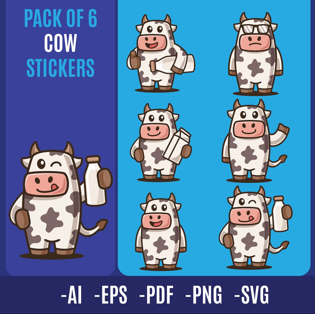 Cow Stickers Cow Stickers SVG Bundle Cow Svg Cow Printable Etsy