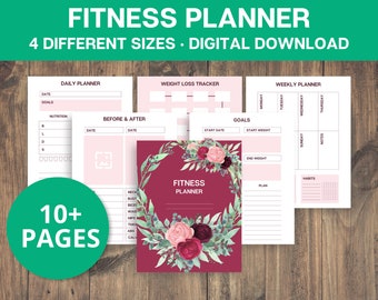 Fitness Planner, Fitness Planner Digital, Weekly Meal Planner Printable, Christian Planner Printable, Printable Planner Colorful