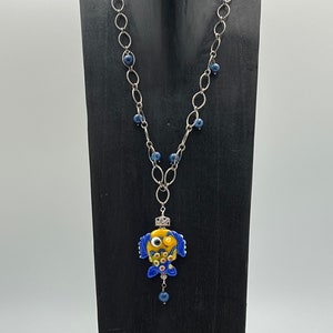 Lamp-Worked Glass Bead &quot;Fish Caricature&quot; on Chain