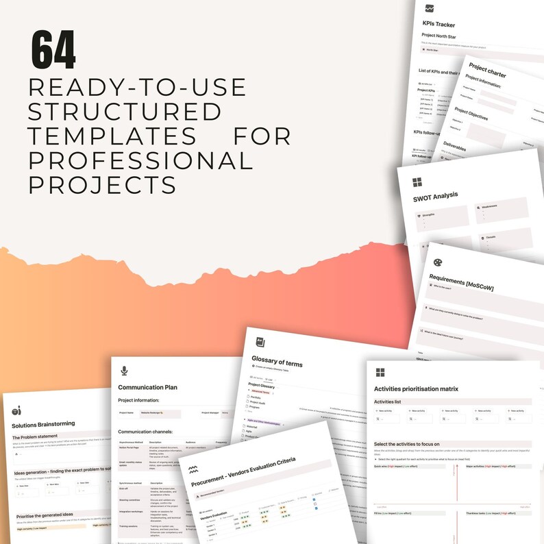 Notion Advanced Project Management Kit: 60+ Documents, Project Tracker ...