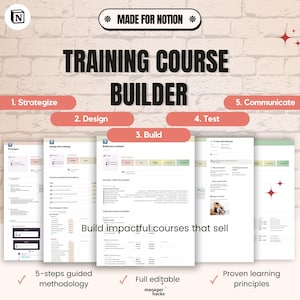 Training Course Builder - Complete Notion Template | Instructional Design | for Educators, L&D, Consultants and Managers