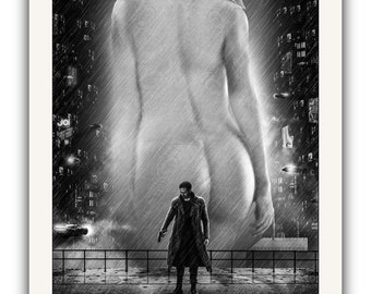 Blade Runner 2049 Ilustraciones personalizadas Variante en blanco y negro Impresión de póster