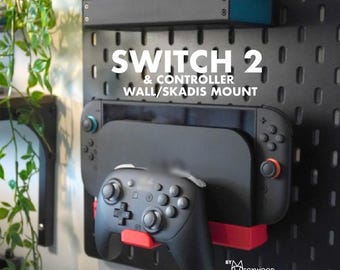 Mount compatible with Nintendo Switch 2 Docking Station Ikea Skadis & wall mount holder