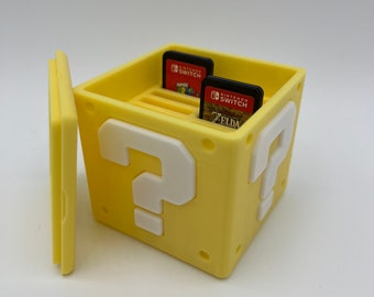 Holder suitable for Nintendo Switch & 3D/DS games, question mark block cube storage box, yellow