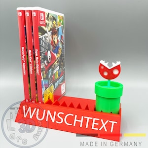 Nintendo Switch-spelhouder met buis en Piranha-plantenhouder Standhouder Switch Games Games Mario Collection-presentatie