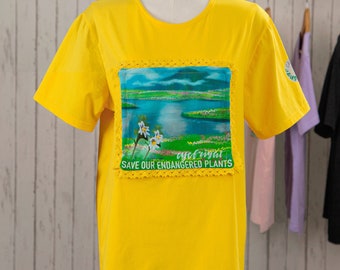 COTTON GRAPHIC T-Shirt Yellow - Detachable, Artistic T-Shirt, Sustainable Changeable Patches, Digital Printed, Activist Environment Unisex