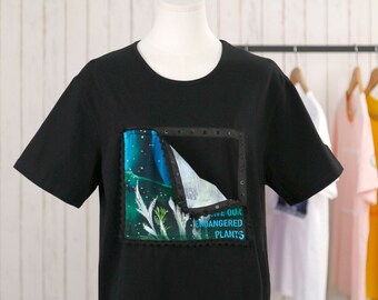 COTTON GRAPHIC T-Shirt Black - Detachable, Artistic T-Shirt, Sustainable Changeable Patches, Digital Printed, Activist Environment Unisex