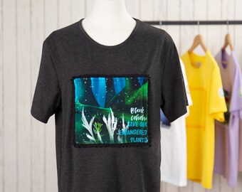 COTTON GRAPHIC T-Shirt Grey - Detachable, Artistic T-Shirt, Sustainable Changeable Patches, Digital Printed, Activist Environment Unisex