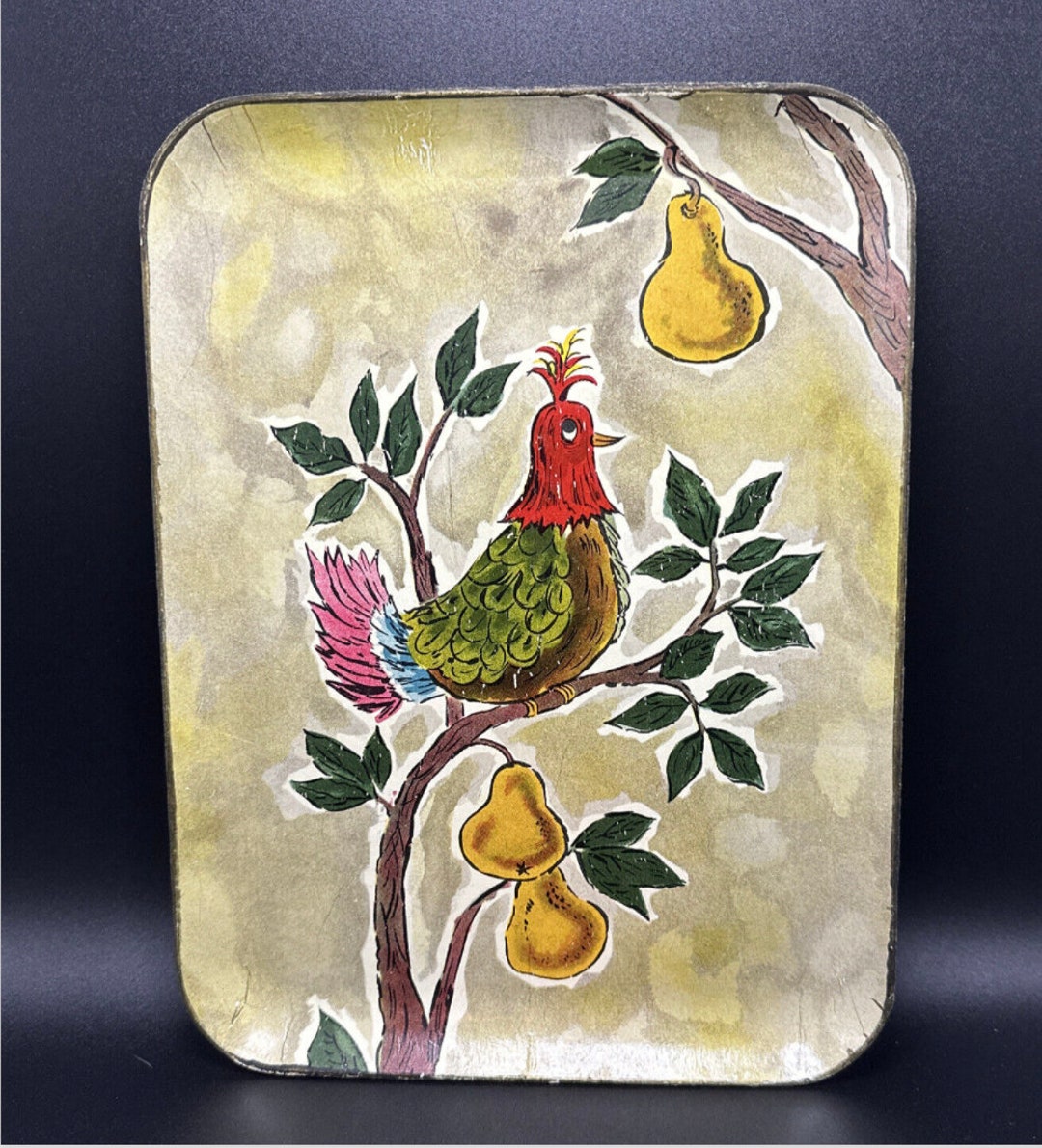 Vintage Enesco Partridge in A Pear Tree MCM Serving Tray - Etsy