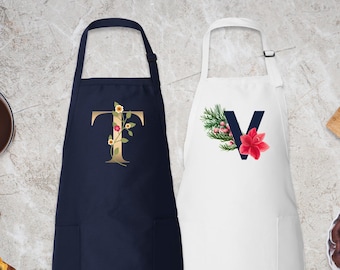 Personalized Initial Apron, Custom Letter Monogram Apron, Gift For Her, Gift For Mom, Ruffled Apron, Aprons For Women, Cute Kitchen Apron