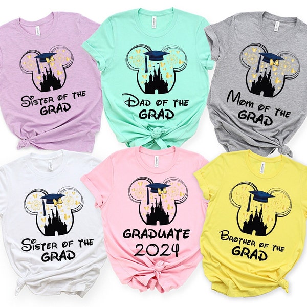 Personalized Disney Custom Graduation Shirts, Graduation Shirt, Class of 2024, Disney Family Shirts, Disneyland Shirts, Disneyworld Shirts