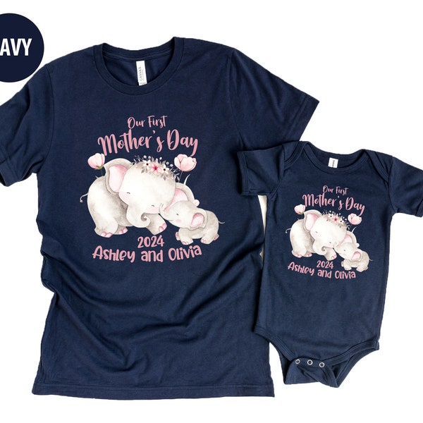 Our First Mother's Day Shirt, First Mothers Day Gift, Matching Mommy And Me Shirts, Custom Mothers Day Shirt, Elephant Mommy And Me Shirt