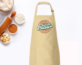 Personalized Pizza Logo apron, Gift for Dad, Famous Pizza, Custom Dad gift, New York Style, Stone baked, pizza making accessories,