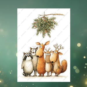 Illustrierte Weihnachtskarten | Mistelzweig Missverständnisse, 8er Pack