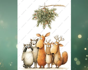 Funny Illustrated Holiday Cards | Mistletoe Misunderstandings, 8 Pack