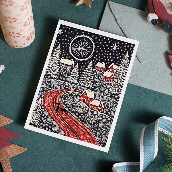 Weihnachtskarten Set | Weihnachtskarten Set | Weihnachtskarten | Grußkarten | Block Print Variety Karten Set