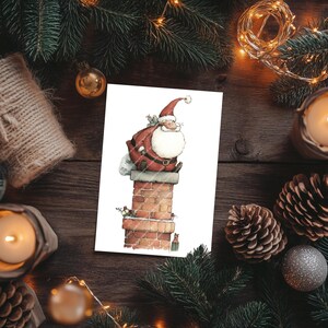 Cartões engraçados de Natal com o Papai Noel 2025 | 8 cartões com o mesmo design | Cartões de felicitações de Natal com ilustração do Papai Noel | Mensagem engraçada dentro | com envelopes