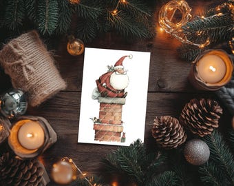 Funny Santa Chimney Holiday Cards | 8-Pack with Envelopes